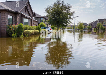 Houses in Houston suburb flooded from Hurricane Harvey 2017 Stock Photo