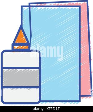 glue and cardboard scchool utensils to education Stock Vector