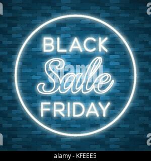 Black friday sale label. Stock vector eps10. Weekend sale banner, special offer. Neon Sign. Electric light effect Stock Vector