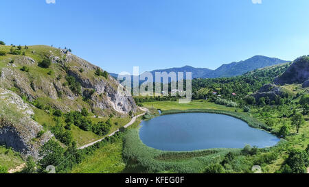 Aerial view on the lake in Durmitor mountain Stock Photo
