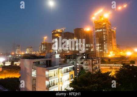Under construction building in Delhi at Dusk Stock Photo