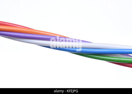 Multicolored cable isolated on white background Stock Photo