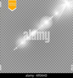 Vector transparent sunlight special lens flare light effect. Sun flash with rays and spotlight. eps 10 Stock Vector