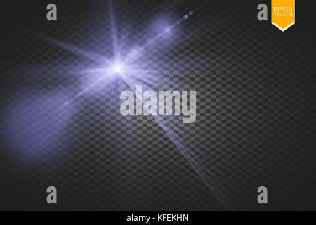 Vector transparent sunlight special lens flare light effect. Sun flash with rays and spotlight. eps 10 Stock Vector