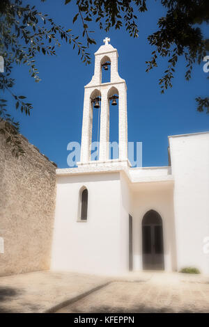 Greek style bell tower at the church of Our Lady of Iberia in Cisternino Stock Photo