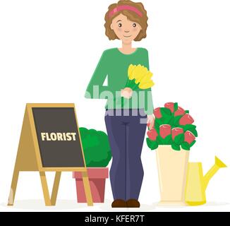 Flower shop vector illustration on a white background Stock Vector