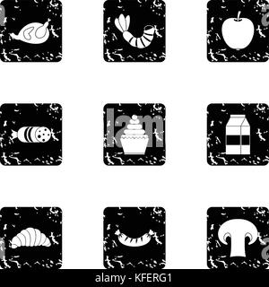 Brunch icons set, grunge style Stock Vector