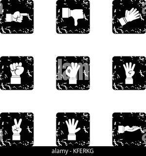 Gestural icons set, grunge style Stock Vector