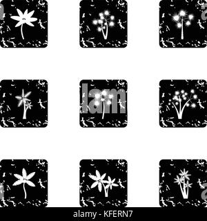 Palma icons set, grunge style Stock Vector