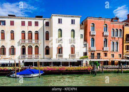 Colourful buildings along the Grand Canal in Venice, Italy Stock Photo