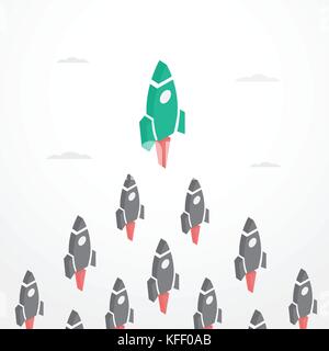 Leadership Concept with rockets in isometric style Stock Vector