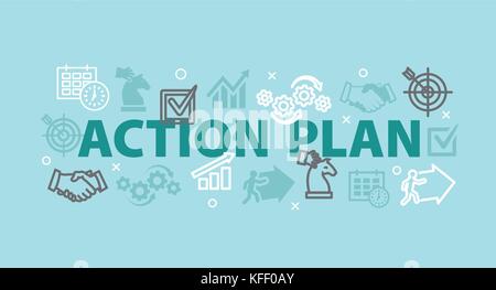 ACTION PLAN Concept with icons Stock Vector