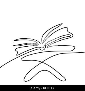 The holy book of the Koran on the stand. Continuous line drawing. Vector illustration on white background Stock Vector