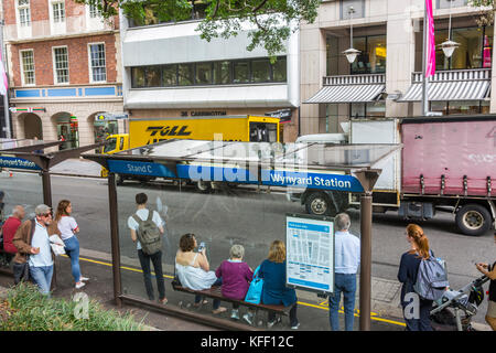 Wynyard station bus stop in Sydney city centre,New South Wales,Australia Stock Photo