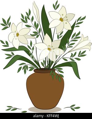 Lilies Flowers in a Vase Stock Vector