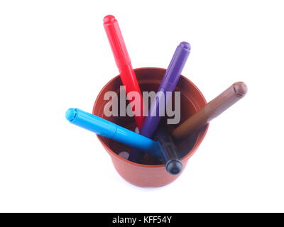 felt-tip pens in a flowerpot Stock Photo
