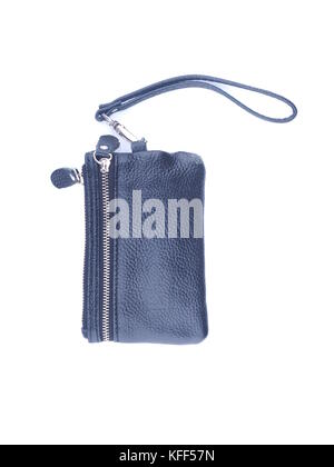 black purse with keys on a white background Stock Photo