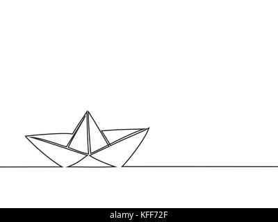 One continuous line drawing of paper boat... - Stock Illustration  [78205356] - PIXTA
