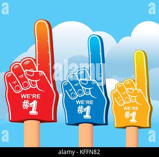 Fan foam finger. Vector illustrations. Stock Vector