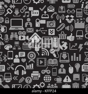 Icons for Web, Applications and Tablet Mobile Seamless pattern. Vector illustration Stock Vector