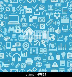 Icons for Web, Applications and Tablet Mobile Seamless pattern. Vector illustration Stock Vector