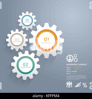 Gears Infographics Number Options Banner & Card. Vector illustration Stock Vector