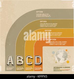 Retro color options banner on old paper background. Vector illustration. can be used for workflow layout, diagram, web design, infographics Stock Vector
