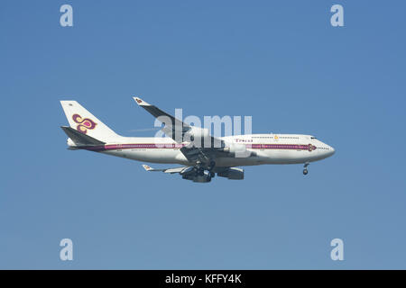 CHIANGMAI , THAILAND- CIRCA 2007: HS-TGH Boeing 747-400 of Thaiairway. For Flight  Chiangmai airport and Bangkok Suvarnabhumi, thailand. Stock Photo