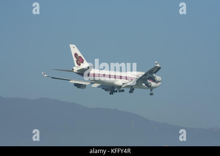 CHIANGMAI , THAILAND- CIRCA 2007: HS-TGH Boeing 747-400 of Thaiairway. For Flight  Chiangmai airport and Bangkok Suvarnabhumi, thailand. Stock Photo