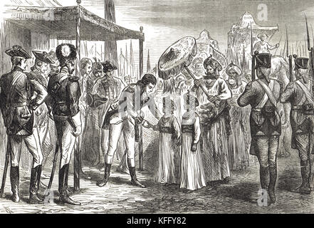 Reception of the hostages of Tipu Sahib, 1792 Stock Photo