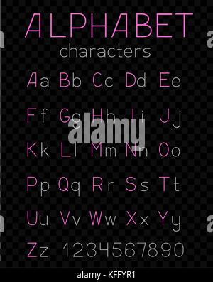 thin alphabet dark transparent background Stock Vector