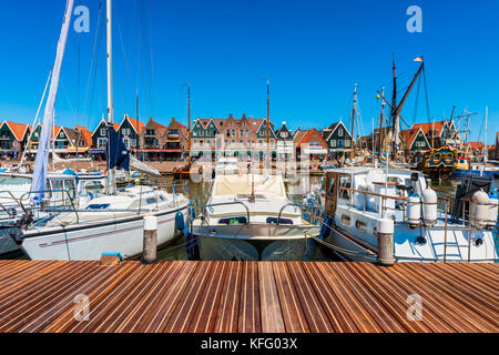 View on Volendam and its marina, The Netherlands. Volendam is a fishing village and popular tourist attraction in the Netherlands Stock Photo