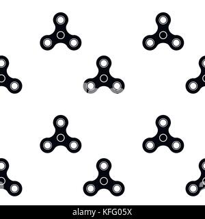 Spinner monochrome seamless pattern. Fidget toy pattern seamless black, rotation circle background, vector illustration Stock Vector