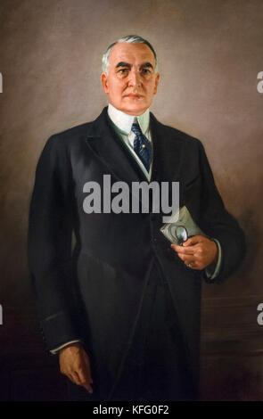 Warren G Harding. Portrait of the 29th President of the USA, Warren G Harding by Margaret Lindsay Williams, oil on canvas, 1923 Stock Photo