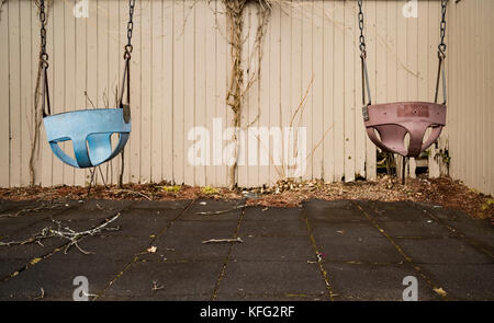 Children swing, playground in the park vintage tone  Stock Photo