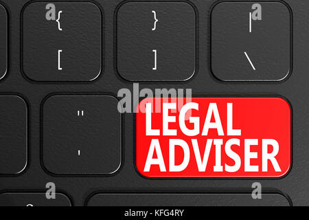 Legal Adviser on black keyboard, 3D rendering Stock Photo