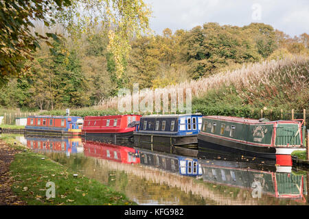Autumn on the Staffs and Worcester Canal, near Stewponey, Staffordshire, England, UK Stock Photo