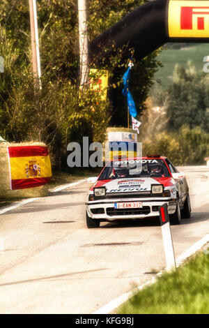 SAN MARINO, SAN MARINO - OTT 21, 2017 : MITSUBISHI LANCER EVO III 1995 old racing car rally THE LEGEND 2017 the famous SAN MARINO historical race Stock Photo