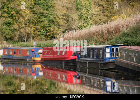 Autumn on the Staffs and Worcester Canal, near Stewponey, Staffordshire, England, UK Stock Photo