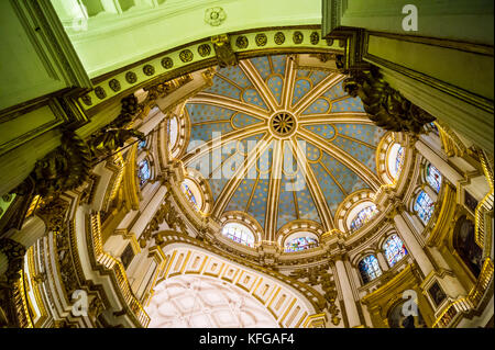 Nave and choir of Metropolitan Holy Cathedral Church of the Incarnation, in baroque style, Granada, Andalucia, Spain Stock Photo