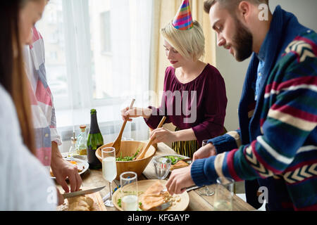 Group of Friends at Dinner Party Stock Photo