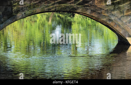 Bridge Arch Over the River Wharfe in Otley,West Yorkshire,England,UK. Stock Photo