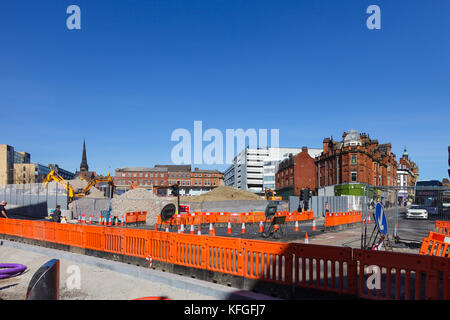 Demolition of Grosvenor House Hotel from the top of The Moor, May 2017, Sheffield, UK Stock Photo