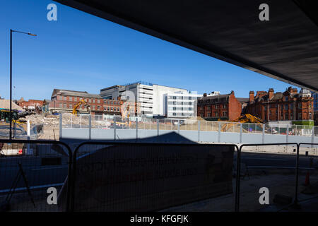 Demolition of Grosvenor House Hotel from Furnival Gate, May 2017, Sheffield, UK Stock Photo