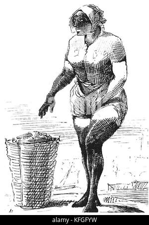 Mudlark, someone who scavenges in river mud for items of value, a term used especially to describe those who scavenged this way in London during the late 18th and 19th centuries 1855 Stock Photo