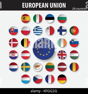 Flags of European Union and members . Stock Vector