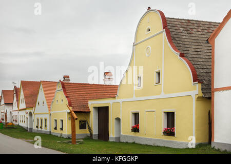 Houses in Rural Baroque style in the historical village of Holašovice in South Bohemia, Czech Republic. Stock Photo