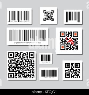 Set Of Bar And Qr Codes For Scanning Icons Collection Stock Vector