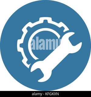 Manufacturing Icon. Gear and Wrench. Service Symbol. Stock Vector