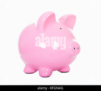 Pink ceramic piggy bank, isolated on white background Stock Photo - Alamy